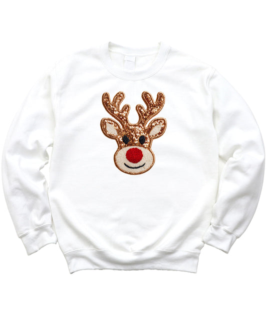 Cute Reindeer Christmas Sweatshirt for Women, Teens & Kids