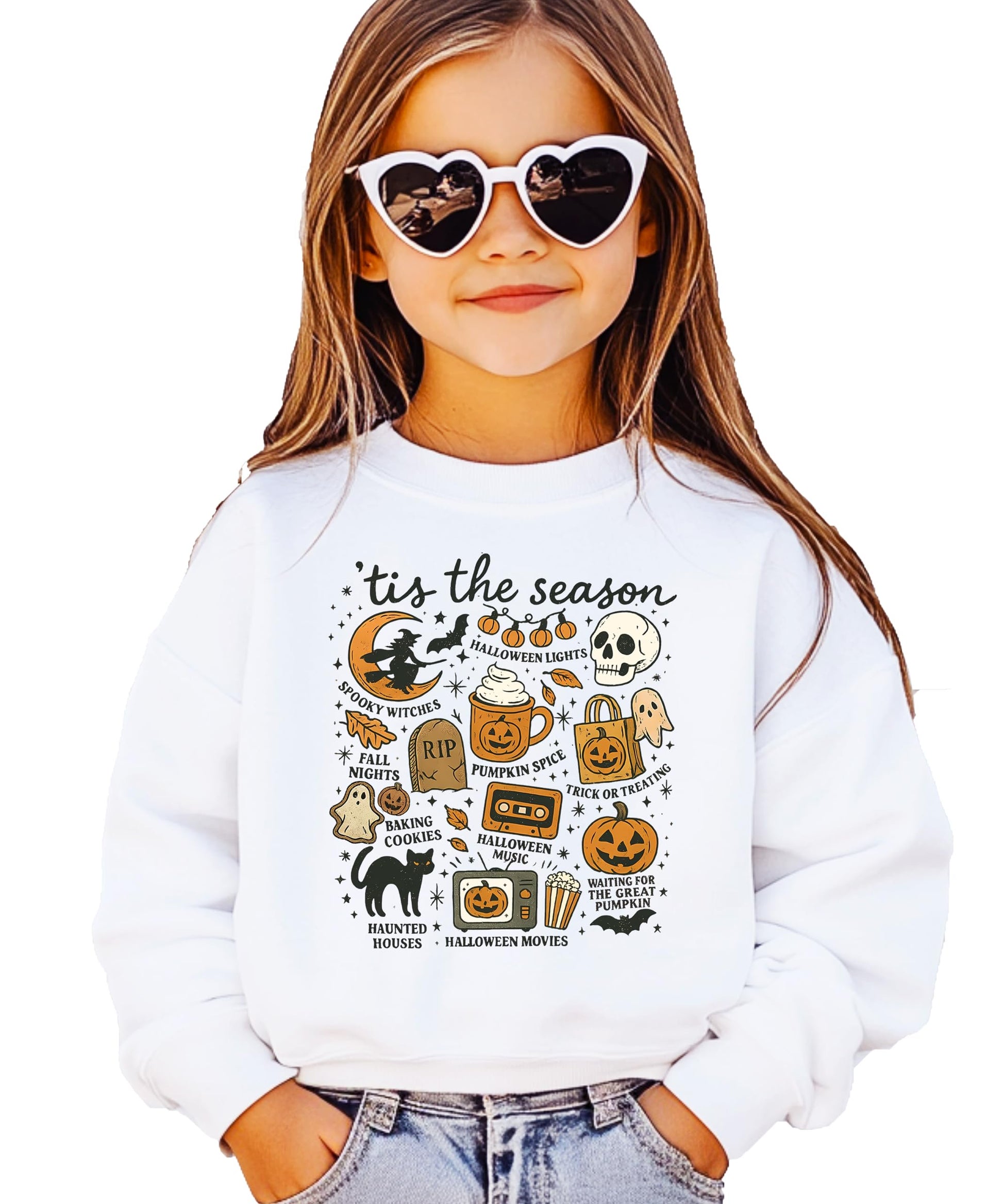 Back view of Tis The Season Halloween sweatshirt showing plain gray back