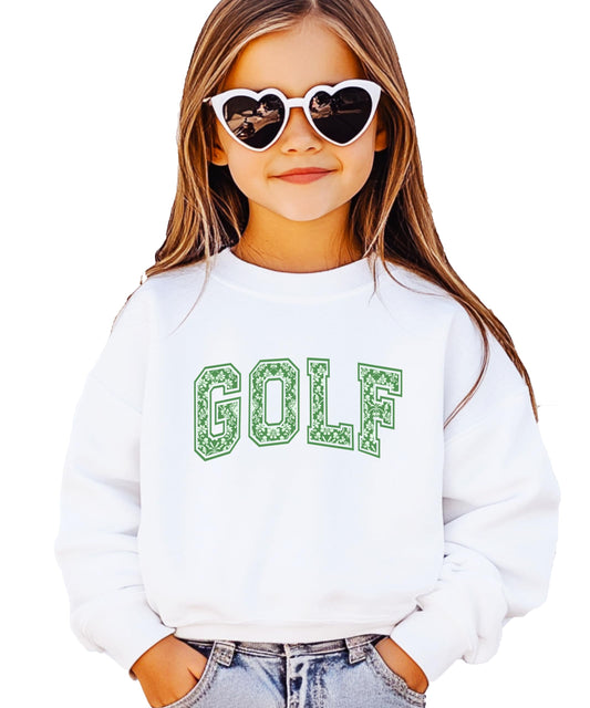 Floral Golf Sweatshirt for Women Teens & Children Preppy Varsity Style Golf Pullover