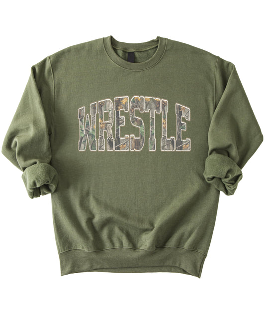 Olive Loves Apple Camo Wrestle Unisex Sweatshirt Camouflage Wrestling Crewneck