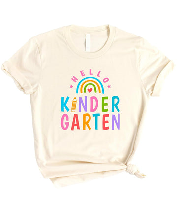 Hello Kindergarten Girls' Rainbow Back to School Graphic Tee