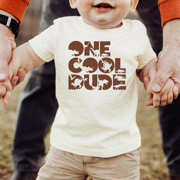 One Cool Dude Dino 1st Birthday Shirt for Baby Boys