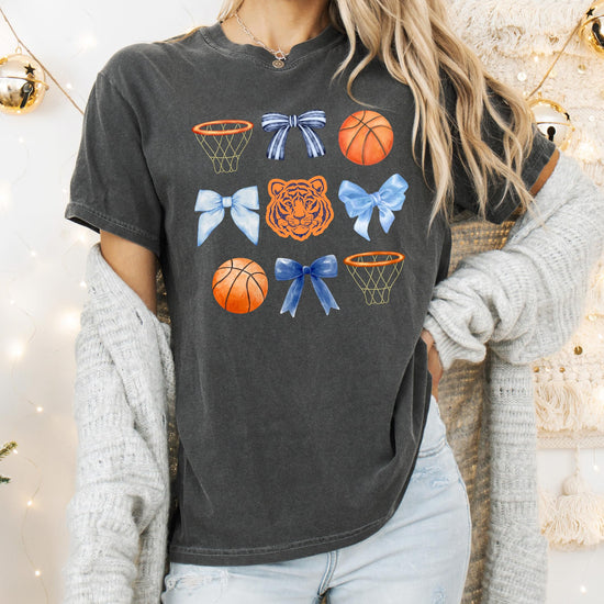 Lifestyle or packaging view of Tigers basketball graphic tee for women and teens