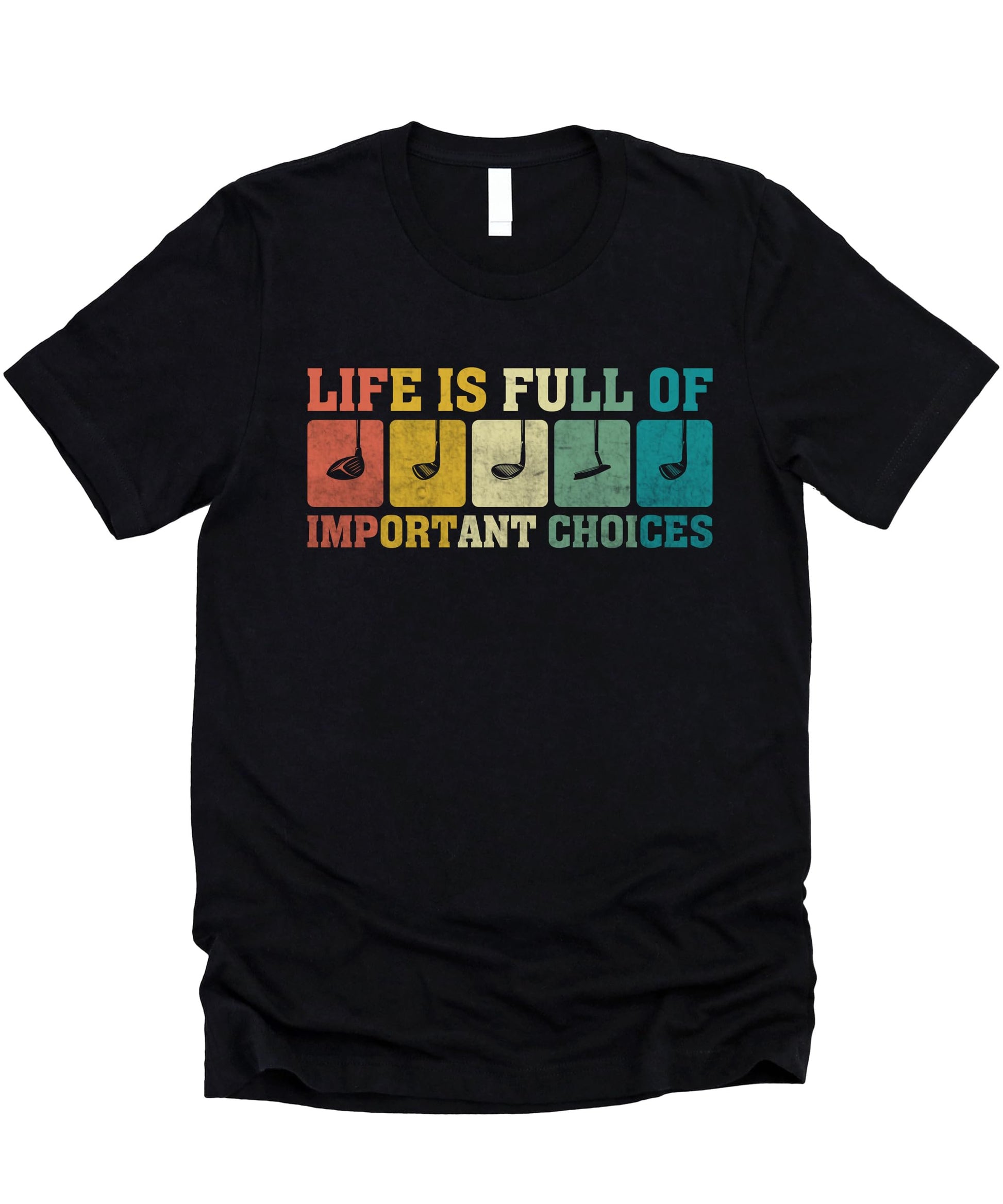 Side or detail view of Important Choices funny golf shirt for men in dark gray heather