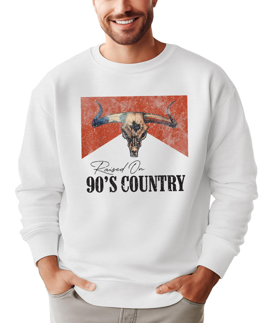 Raised On 90's Country Music Sweatshirt - Vintage Western Graphic