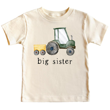 Big Sister Farm Tractor Sibling Reveal Shirt for Girls Birth Announcement