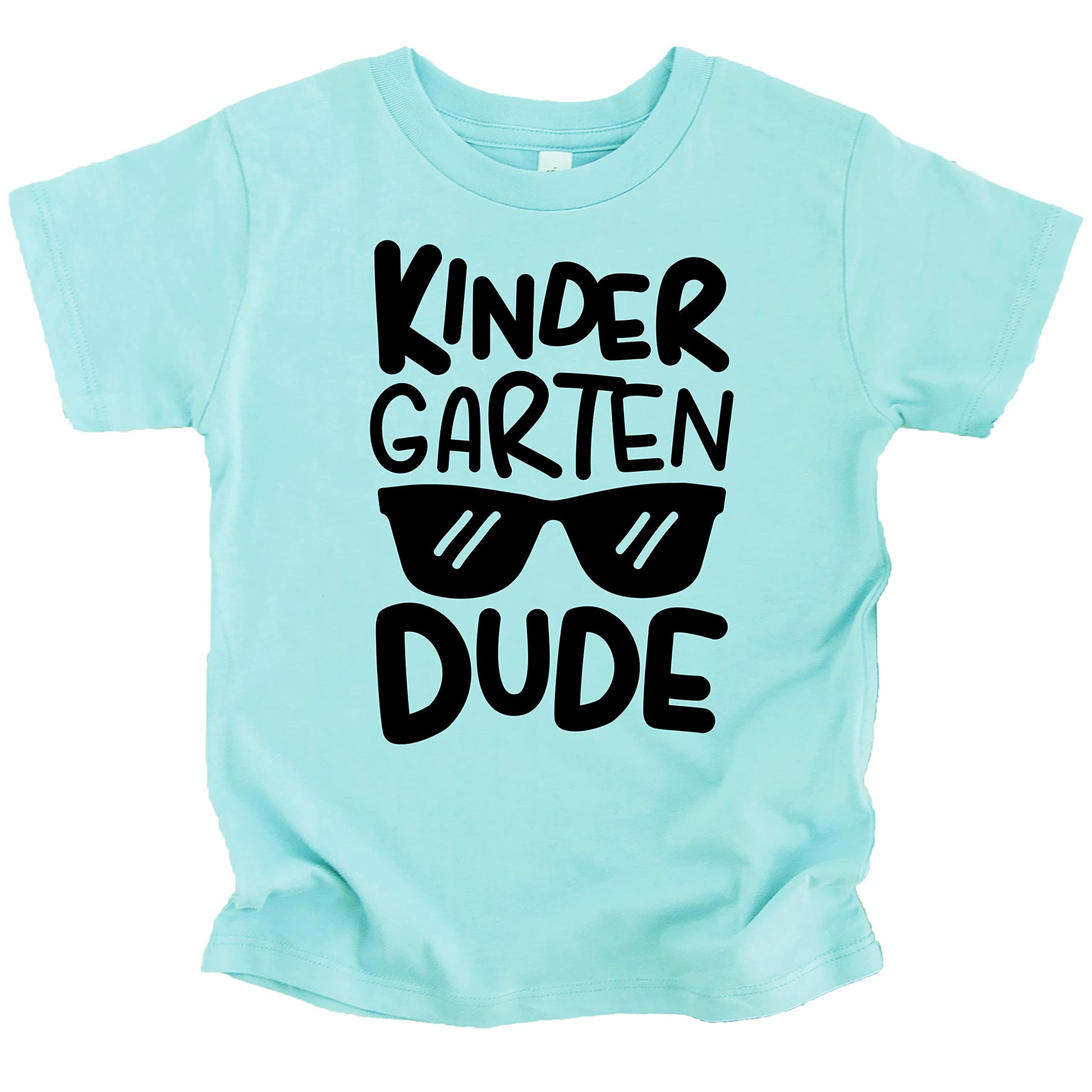 Close-up of kindergarten dude back to school graphic print on royal blue boys t-shirt