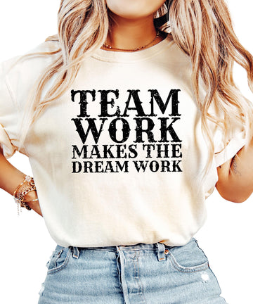 Team Work Makes The Dream Work Graphic Shirt Women Motivational T-Shirt Seafoam Shirt Adult Medium