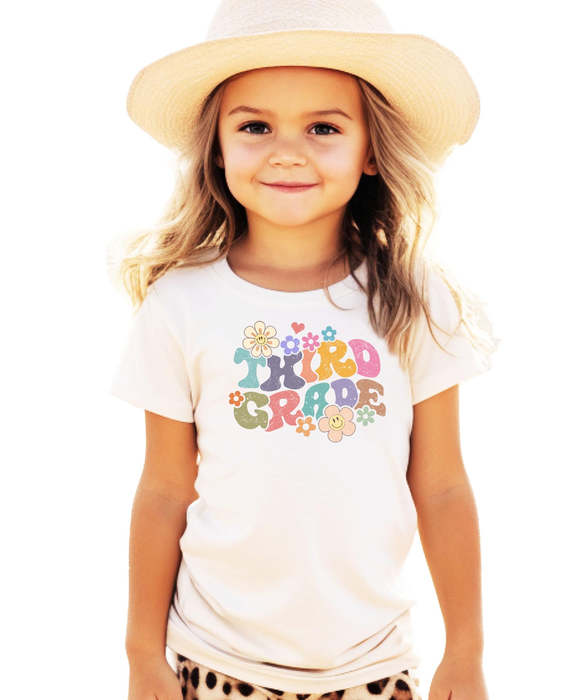 Detail shot of professional print quality on 3rd grade first day of school tee