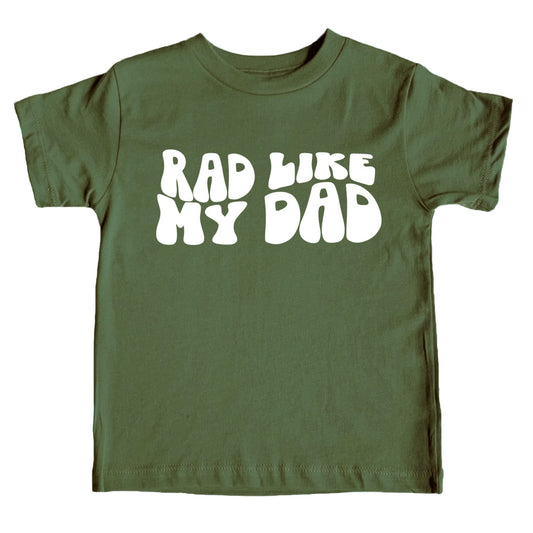 Rad Like My Dad Groovy Retro Father's Day Gift Shirt for Boys and Girls