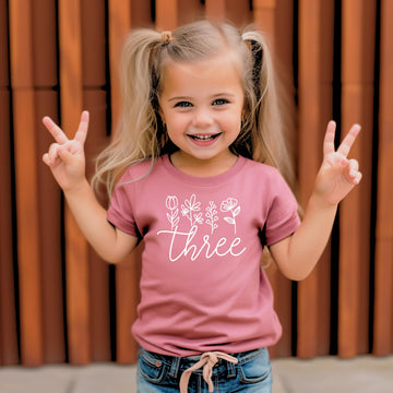 Three Floral 3rd Birthday Shirt Toddler Girls Third Birthday Outfit