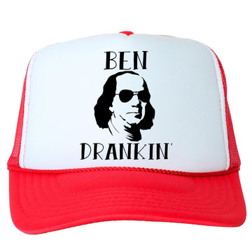 Patriotic Ben Drankin' Classic 5 Panel Mesh Snap Back Trucker Hat