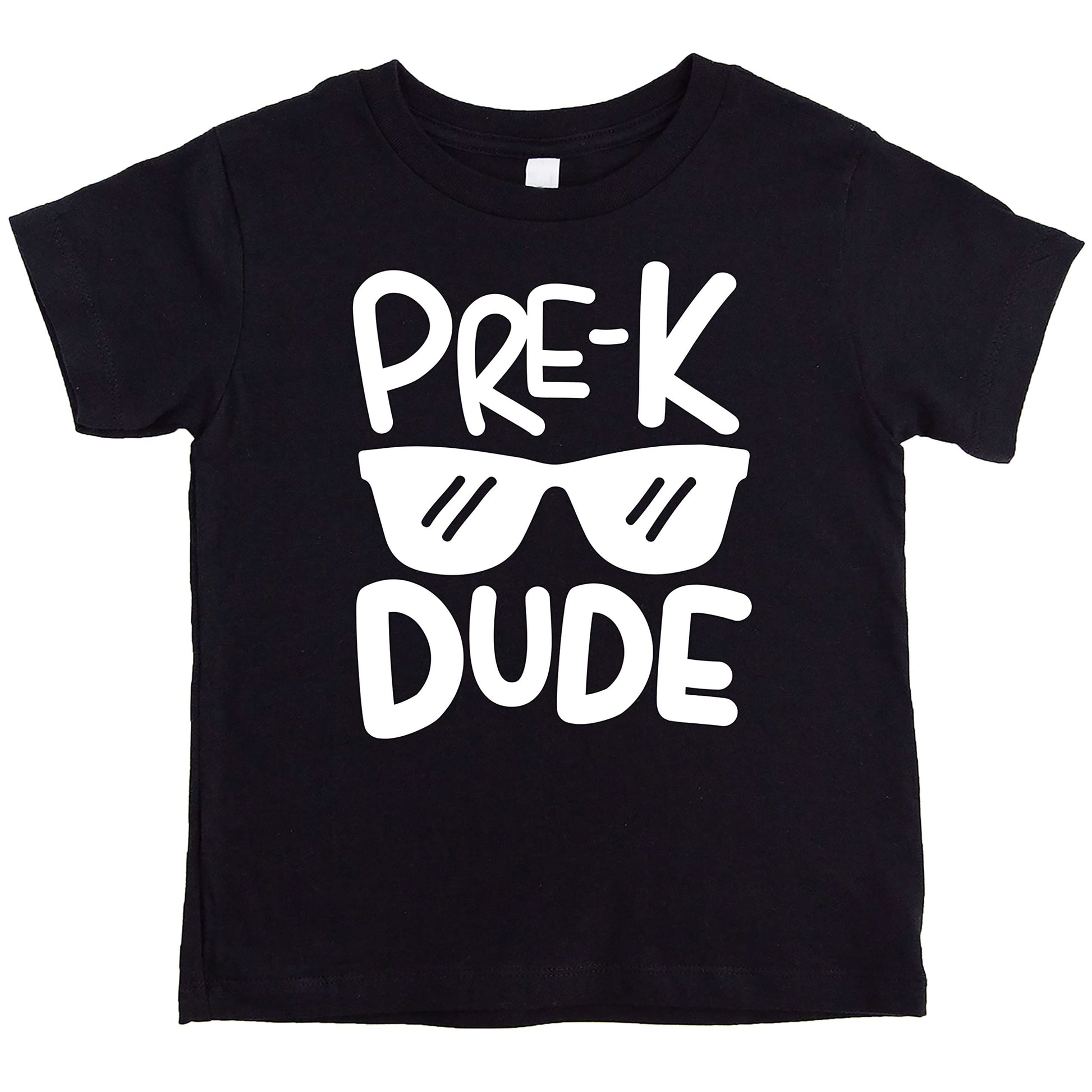 Pre-K Dude back to school shirt flat lay showing vintage royal blue color and design