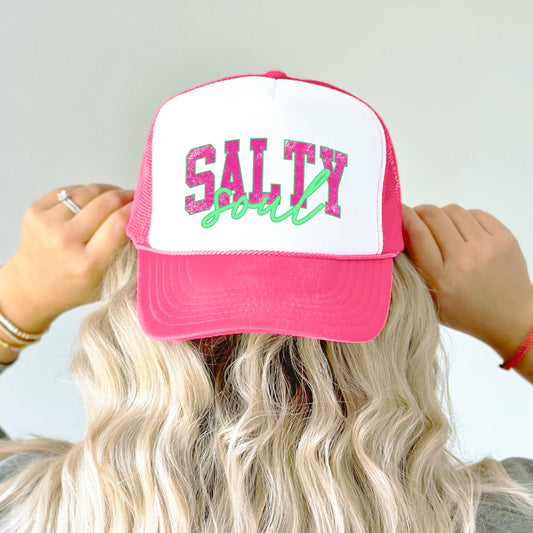 Salty Soul Trucker Hat for Women & Teens Summer Graphic Classic 5 Panel Mesh Foam Front Snap Back