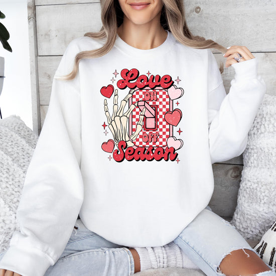 Back view of Love Season funny Valentine's Day sweatshirt by Olive Loves Apple