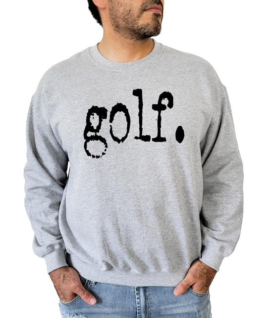 Unisex distressed golf graphic pullover sweatshirt in gray from Olive Loves Apple