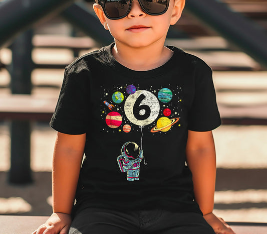 6th Birthday Astronaut Rocket Shirt for Boys and Girls