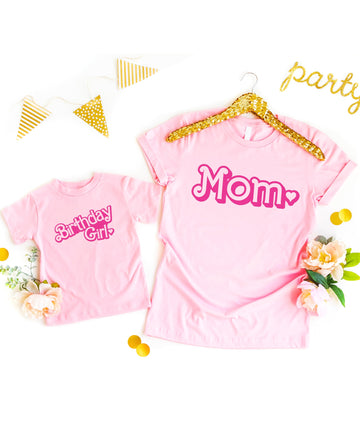 Pink Birthday Girl Matching Family Shirts Sister Birthday Tee- Each Saying Sold Individually Pink Shirt