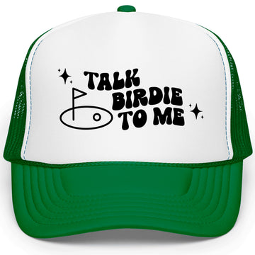 Talk Birdie to Me Unisex Golf Theme Classic 5 Panel Mesh Snap Back Foam Front Trucker Hat
