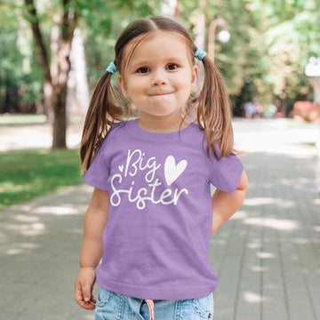 Cursive Big Sister Hearts Sibling Reveal Tee for Baby & Toddler Girls