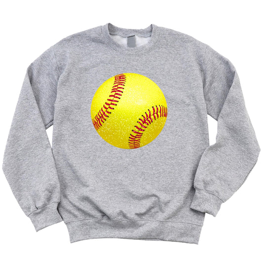 Faux Glitter Yellow Softball Sweatshirt for Girls Girly Oversized Pullover for Softball Player