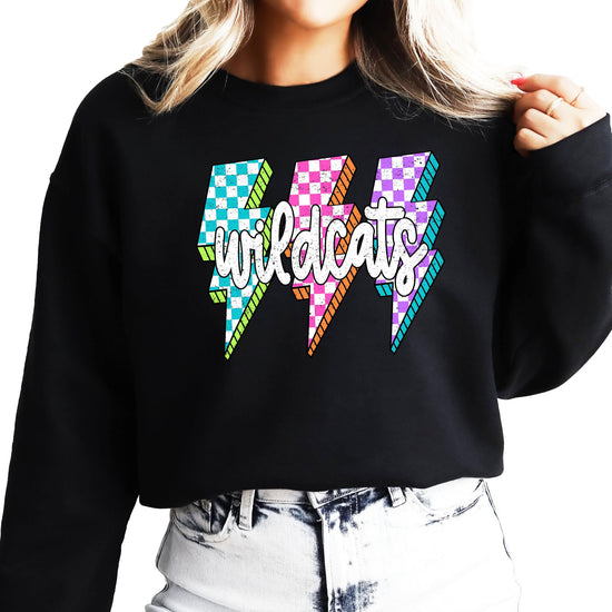 Back view of wildcats lightning bolt sweatshirt showing plain gray back