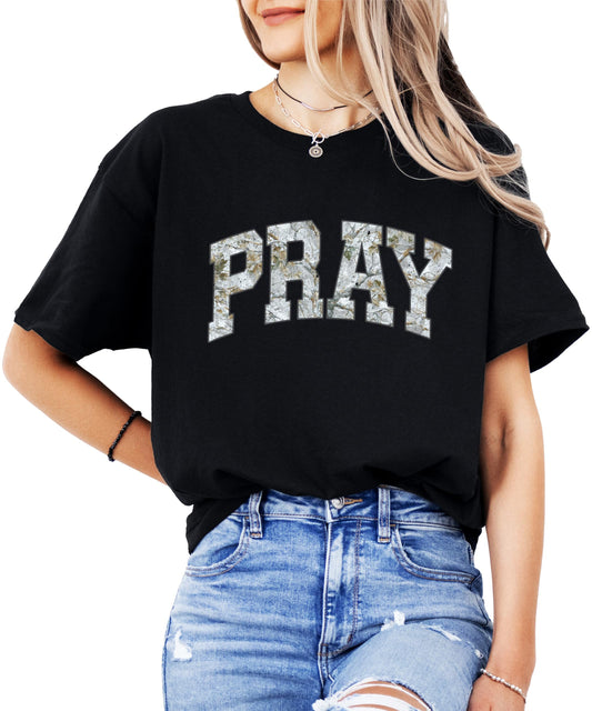 Camo Pray Unisex Shirt for Adults, Teens & Kids - Christian Faith Inspirational Matching Family Tee