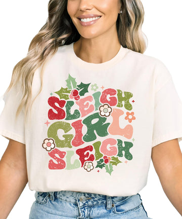 Christmas Shirt Sleigh Girl Sleigh Festive Winter Holiday Party Shirt for Women Natural Shirt Adult X-Large