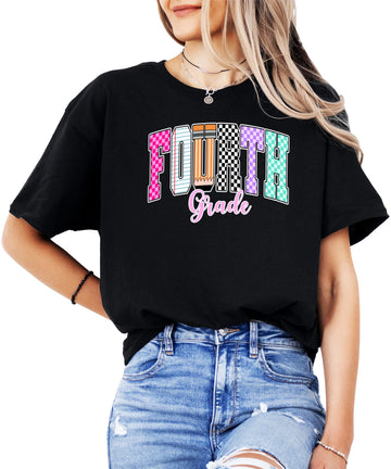 Back to School Pre-K Shirt for Teachers 1st Day of School Tee for Women -Sold Individually Black Shirt Adult X-Large