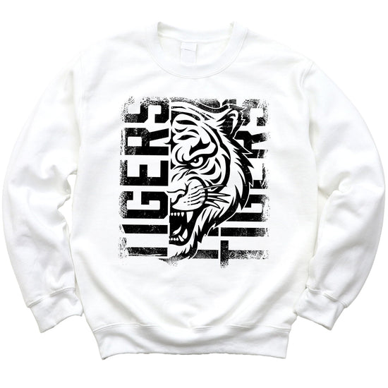 Tigers mascot sweatshirt product shot showing color options and overall design aesthetic