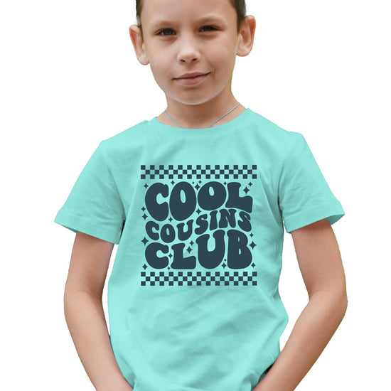 Back view of Cool Cousins Club matching family shirt in peach