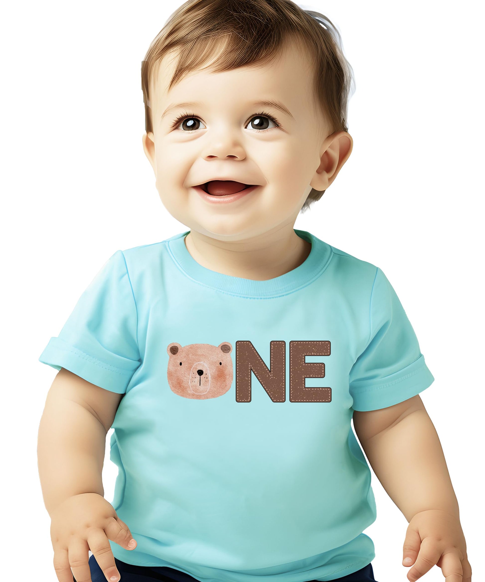 Baby boy in bear ONE birthday shirt styled for a first birthday party