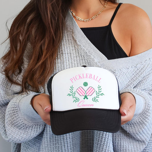 Pickleball Queen Trucker Hat Funny Sporty Pickleball Graphic Classic 5 Panel Mesh Snap Back