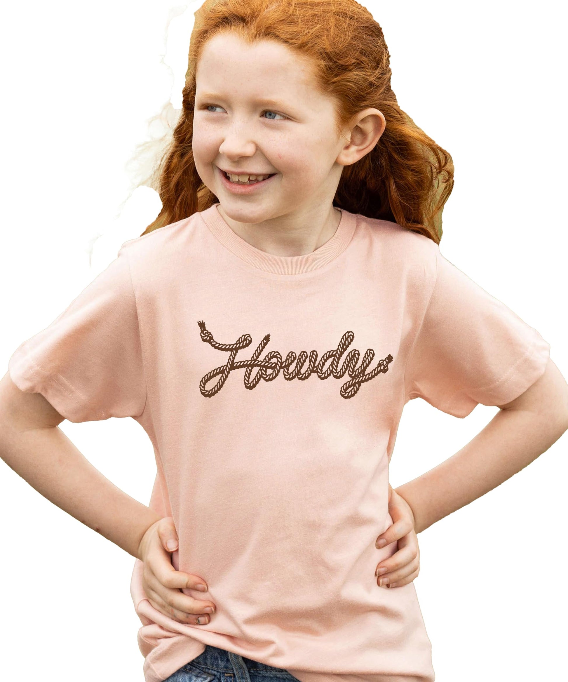 Kids western graphic tee with trendy Howdy rope lettering