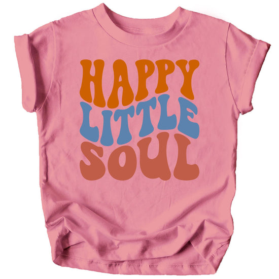 Happy Little Soul retro graphic tee for girls in mauve, featuring vintage-style lettering and cheerful design