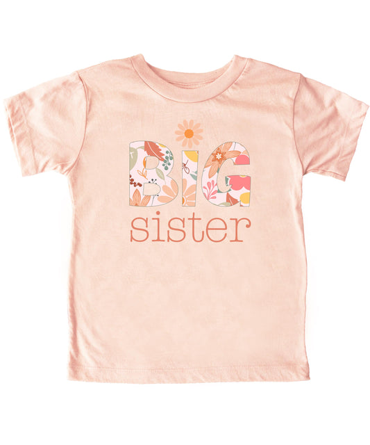 Floral Big Sister Shirt | Girly Daisy Tee for Kids & Teens