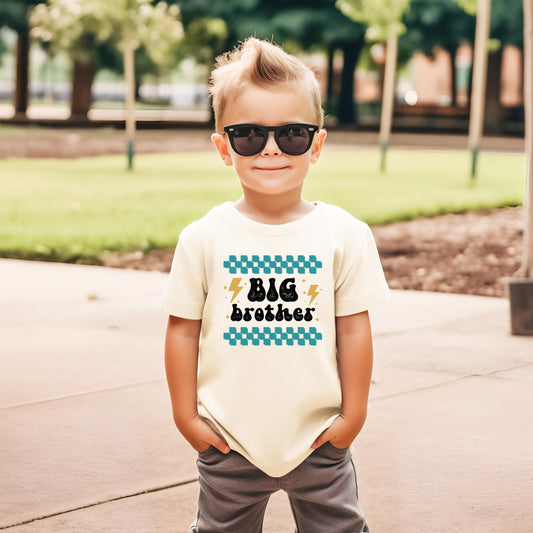 Big Brother Retro Lightning Shirt for Sibling Reveal Baby Announcement Outfits