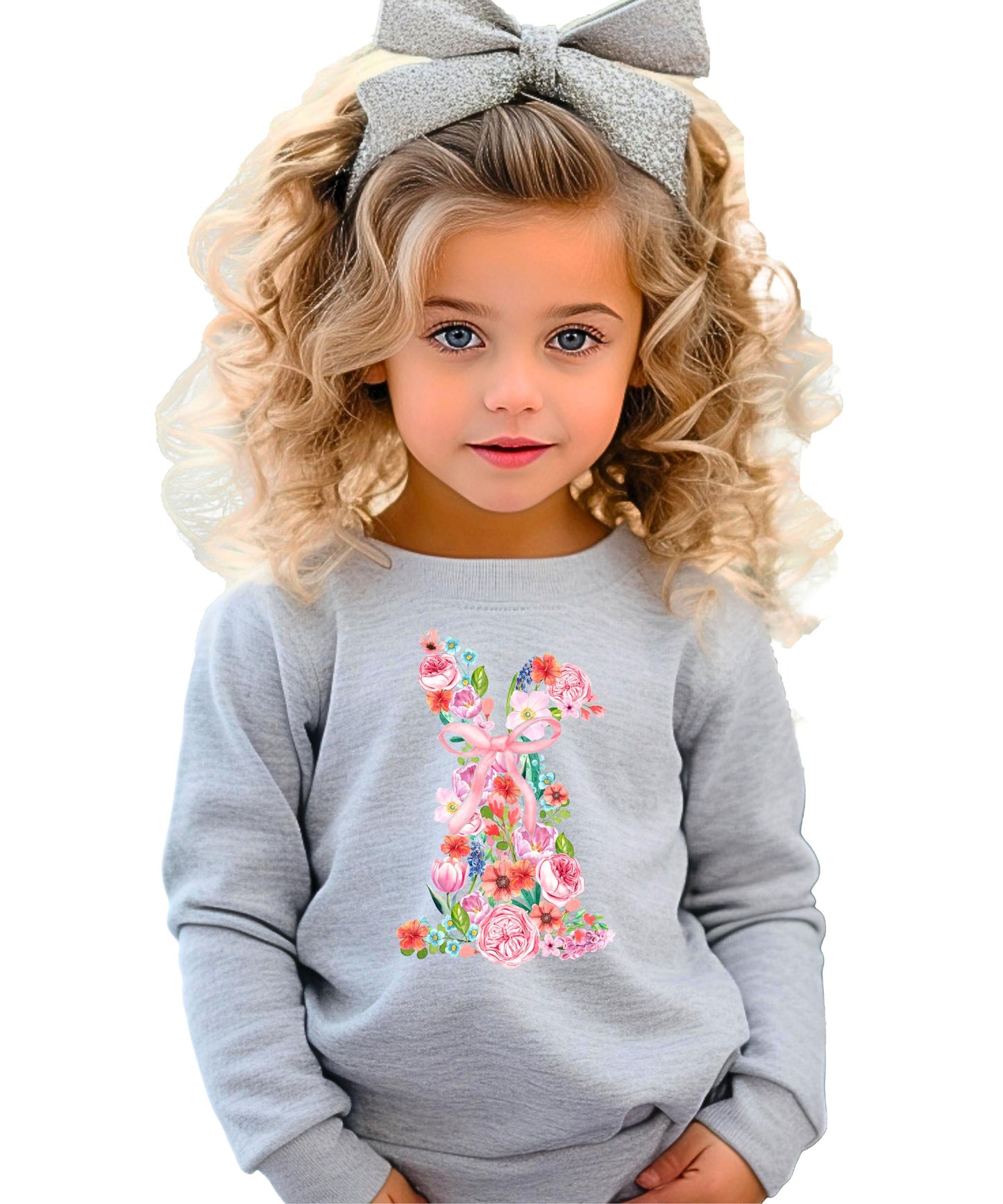 Floral Easter Bunny Sweatshirt for Women Teens and Girls Spring Watercolor Crewneck