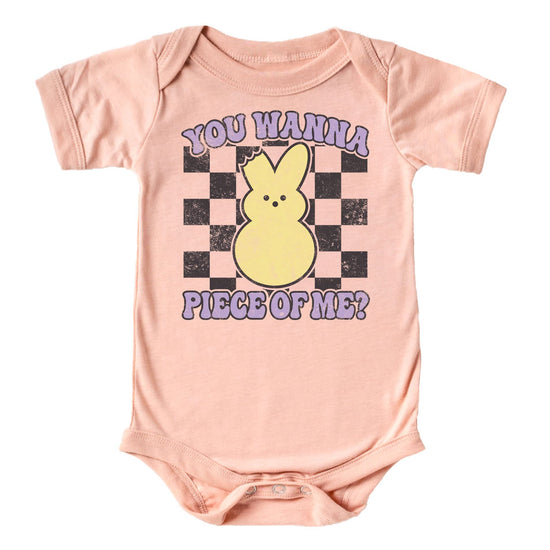 Orange You Wanna Piece of Me Easter shirt on peach colored youth tee with carrot graphics