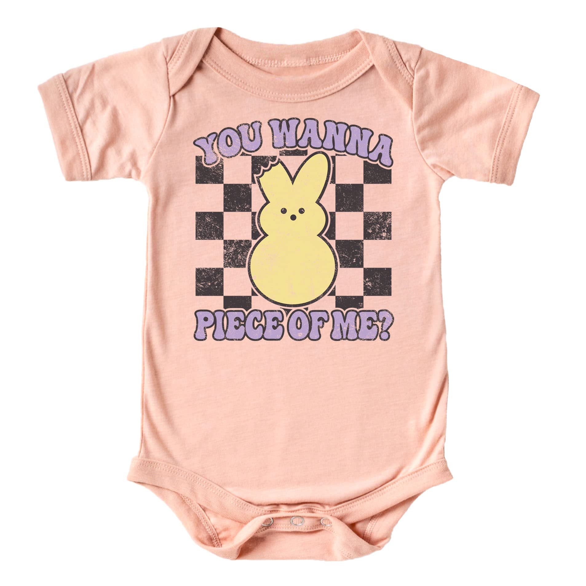 Orange You Wanna Piece of Me Easter shirt on peach colored youth tee with carrot graphics