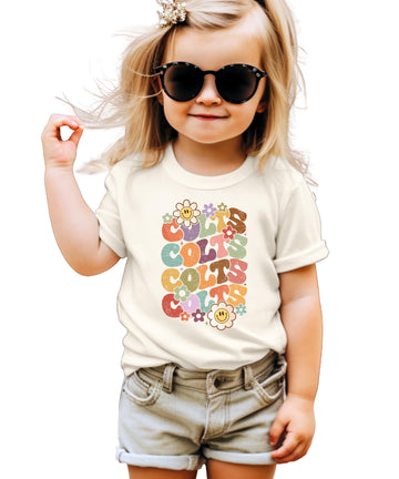 Retro Colts Shirt for Kids Teens Adults Cute Girly Team Spirit School Pride Colts Fan Tee Natural Shirt 5-6