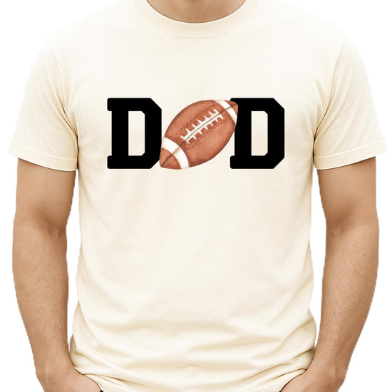 Football Mom first birthday matching family graphic tee in natural color