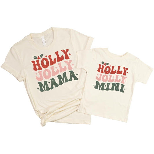 Holly Jolly Mistletoe Mommy and Me Matching Christmas Tee