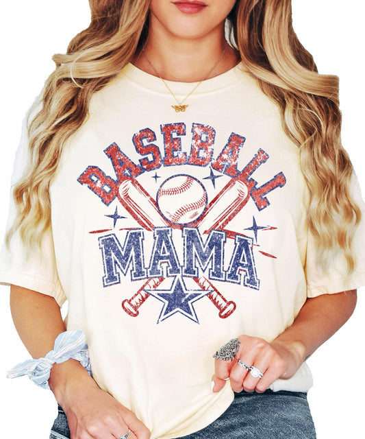 Baseball Mama Shirt for Women – Vintage Game Day Baseball Mom T-Shirt