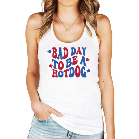 Bad Day to Be a Hot Dog Tank Top for Women and Teens Funny Summer 4th of July Tank