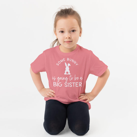 Some Bunny Big Sister Easter shirt styled for spring holiday family photo outfit