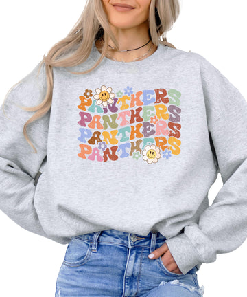 Olive Loves Apple Panthers Sweatshirt for Women, Teens & Youth Retro Colorful Football Sweater