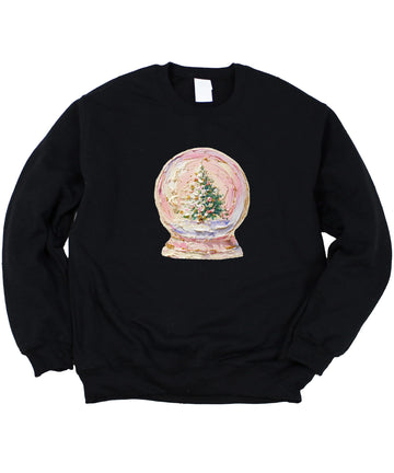 Ink Printed Image NOT a Painted Design - Cute Snow Globe Christmas Tree Sweatshirt Holiday Pullover