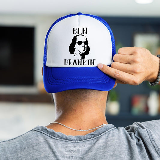 Patriotic Ben Drankin' Classic 5 Panel Mesh Snap Back Trucker Hat