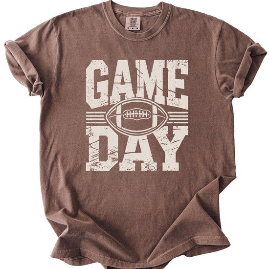 Back view of Game Day football graphic tee showing shirt construction